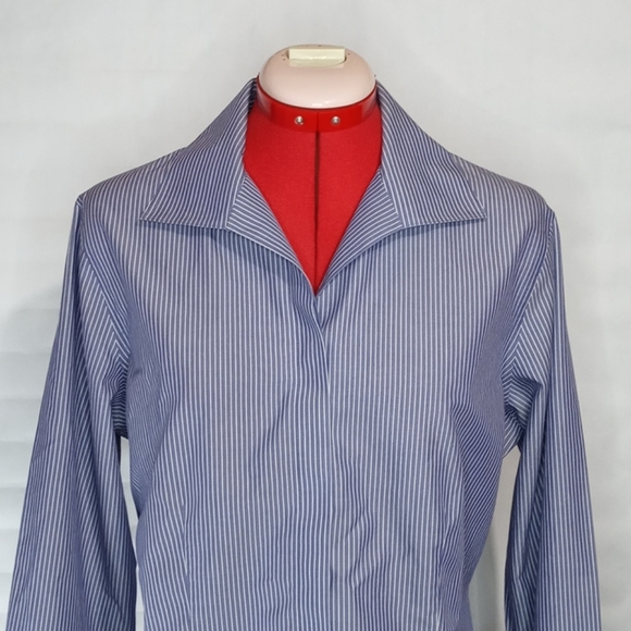 Chico's Striped V-Neck Shirt Sz 2 - Picture 2 of 11